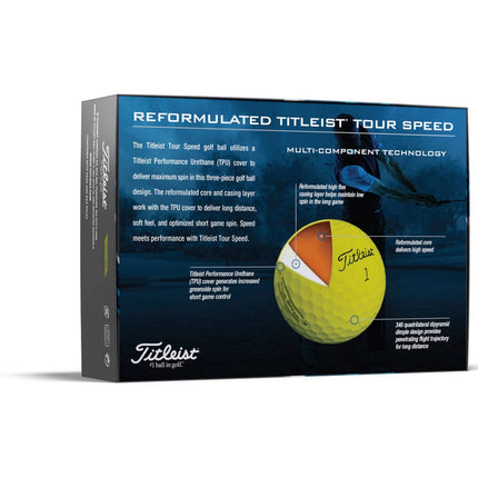 Titleist Tour Speed Golfballen geel back